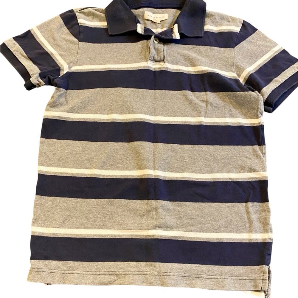 Aeropostale Blue and Gray Striped Polo Shirt